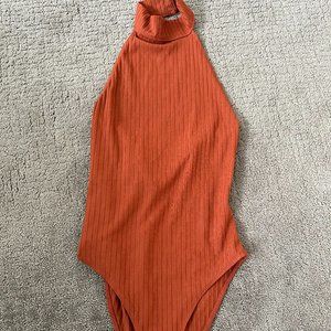 Burnt Orange Halter Bodysuit